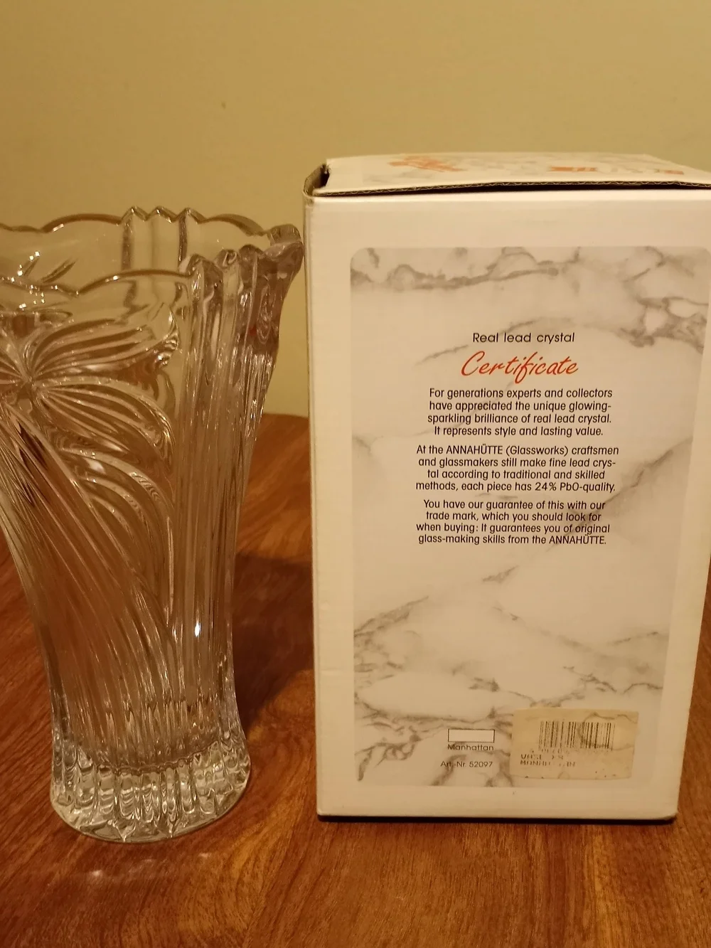 Anna Hutte Bleikristall Vase NIB